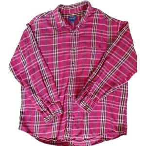 Towncraft Vintage Y2K Mens Magenta Plaid Flannel Shirt Button Down Pink Lge.A305